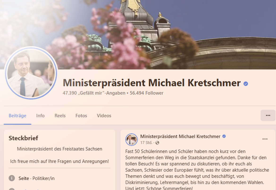 Verliert Michael Kretschmer seine Facebook-Seite?